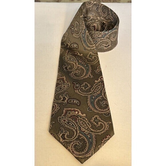 Vintage Christian Dior Necktie Men’s‎ Tie Brown Paisley Design All Silk - Picture 1 of 5
